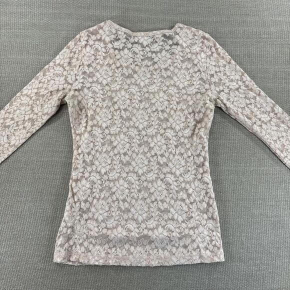 XXI Cottage Lace Grunge Layering Top Light Pink Sweet Fairy Long Sleeve Shirt S - Picture 4 of 4